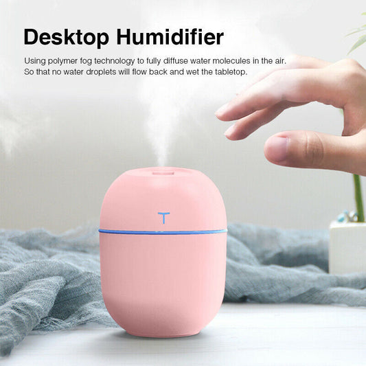 Air Humidifier Mini Ultrasonic USB Essential Oil Diffuser, Car Purifier, Aromatherapy Ionizer Mist Maker with LED Night Light for Home and Car