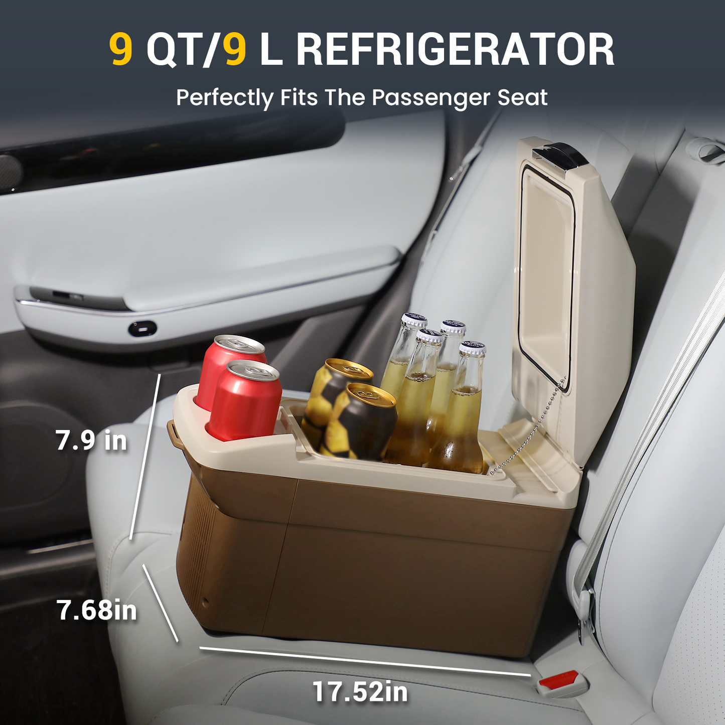 JOYFRIGO Portable 12V Car Fridge Cooler/Warmer - 8 Quart (9L)Brown